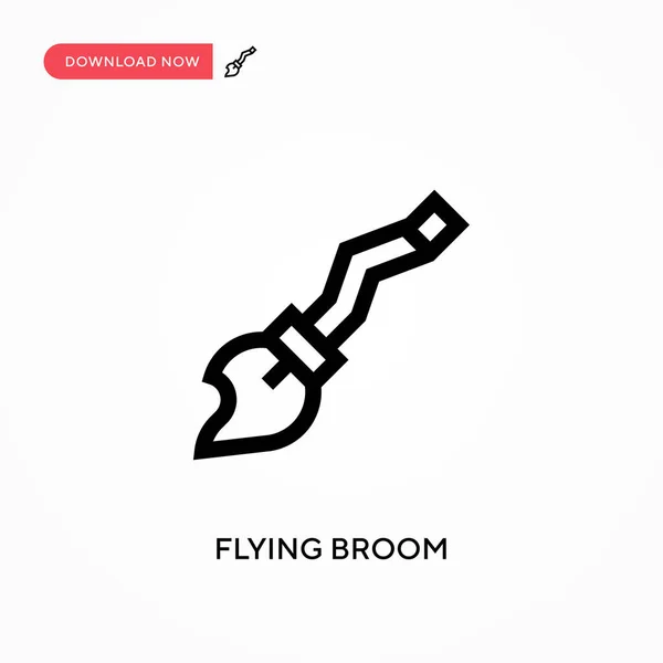 Escoba Voladora Icono Vector Simple Moderno Simple Ilustración Vector Plano — Vector de stock