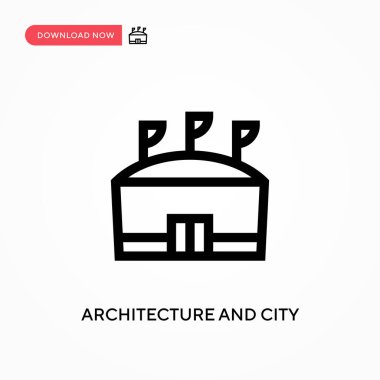 Mimari ve şehir basit vektör simgesi. Web sitesi veya mobil uygulama için modern, basit düz vektör çizimi