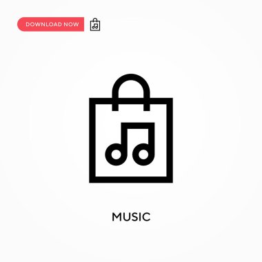 Müzik basit vektör simgesi. Web sitesi veya mobil uygulama için modern, basit düz vektör çizimi