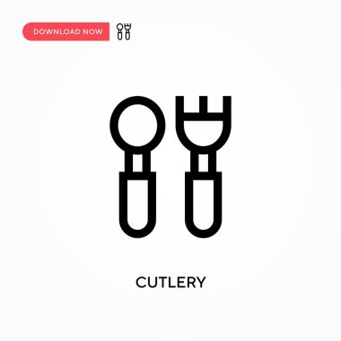 Çatal bıçak takımı basit vektör simgesi. Web sitesi veya mobil uygulama için modern, basit düz vektör çizimi