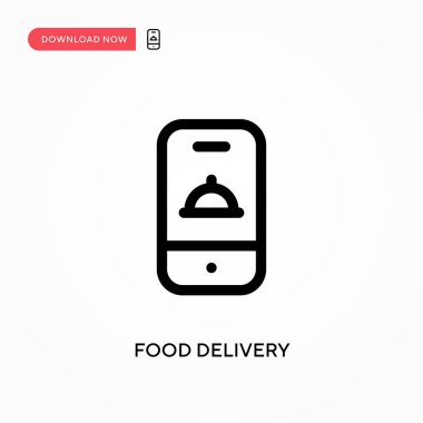 Yemek teslimatı basit vektör ikonu. Web sitesi veya mobil uygulama için modern, basit düz vektör çizimi