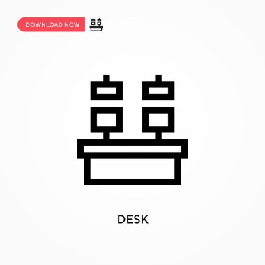 Masa Basit vektör simgesi. Web sitesi veya mobil uygulama için modern, basit düz vektör çizimi