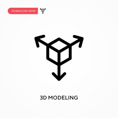 3D modelleme Basit vektör simgesi. Web sitesi veya mobil uygulama için modern, basit düz vektör çizimi