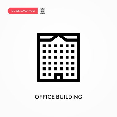 Ofis binası basit vektör simgesi. Web sitesi veya mobil uygulama için modern, basit düz vektör çizimi