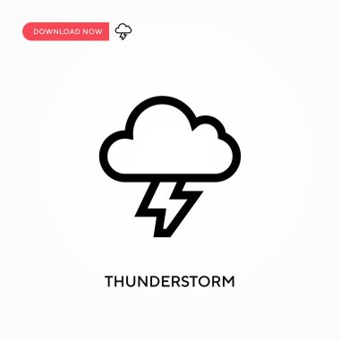 Şimşek fırtınası basit vektör simgesi. Web sitesi veya mobil uygulama için modern, basit düz vektör çizimi