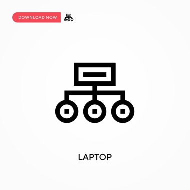 Laptop Basit vektör simgesi. Web sitesi veya mobil uygulama için modern, basit düz vektör çizimi