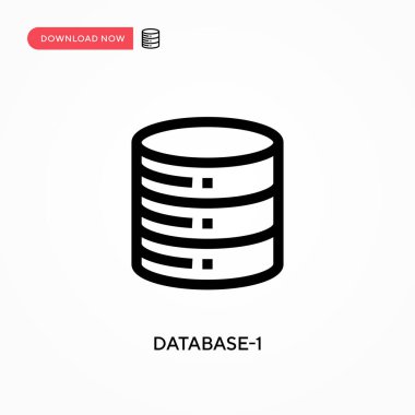 Veritabanı-1 Basit vektör simgesi. Web sitesi veya mobil uygulama için modern, basit düz vektör çizimi