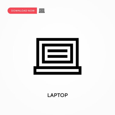 Laptop Basit vektör simgesi. Web sitesi veya mobil uygulama için modern, basit düz vektör çizimi