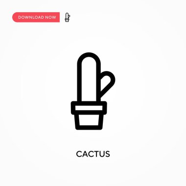 Kaktüs basit vektör simgesi. Web sitesi veya mobil uygulama için modern, basit düz vektör çizimi