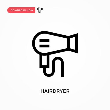 Saç kurutma makinesi basit vektör simgesi. Web sitesi veya mobil uygulama için modern, basit düz vektör çizimi