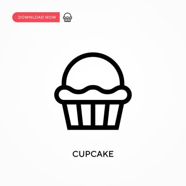 Cupcake Basit vektör simgesi. Web sitesi veya mobil uygulama için modern, basit düz vektör çizimi