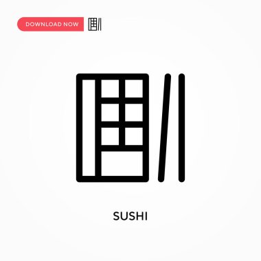 Suşi basit vektör simgesi. Web sitesi veya mobil uygulama için modern, basit düz vektör çizimi