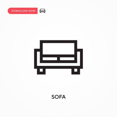 Sofa Basit vektör simgesi. Web sitesi veya mobil uygulama için modern, basit düz vektör çizimi