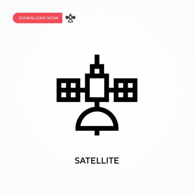 Uydu Basit vektör simgesi. Web sitesi veya mobil uygulama için modern, basit düz vektör çizimi