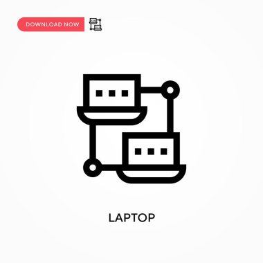 Laptop Basit vektör simgesi. Web sitesi veya mobil uygulama için modern, basit düz vektör çizimi