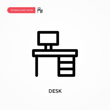 Masa Basit vektör simgesi. Web sitesi veya mobil uygulama için modern, basit düz vektör çizimi