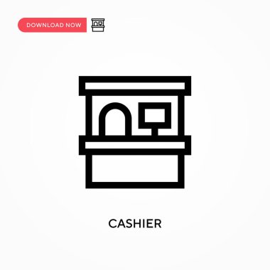 Kasiyer Basit vektör simgesi. Web sitesi veya mobil uygulama için modern, basit düz vektör çizimi