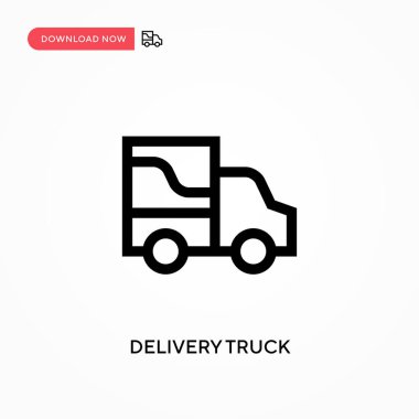 Teslimat kamyonu basit vektör simgesi. Web sitesi veya mobil uygulama için modern, basit düz vektör çizimi