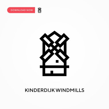 Kinderdijk yel değirmenleri basit vektör ikonu. Web sitesi veya mobil uygulama için modern, basit düz vektör çizimi