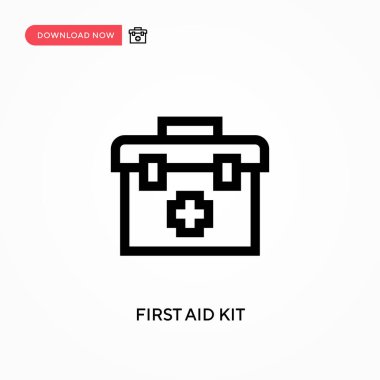 İlk yardım çantası basit vektör simgesi. Web sitesi veya mobil uygulama için modern, basit düz vektör çizimi