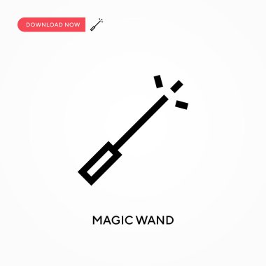Sihirli değnek basit vektör simgesi. Web sitesi veya mobil uygulama için modern, basit düz vektör çizimi