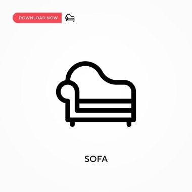 Sofa Basit vektör simgesi. Web sitesi veya mobil uygulama için modern, basit düz vektör çizimi