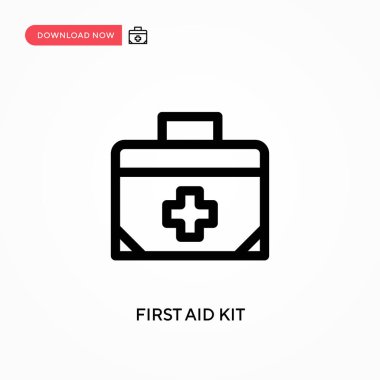 İlk yardım çantası basit vektör simgesi. Web sitesi veya mobil uygulama için modern, basit düz vektör çizimi