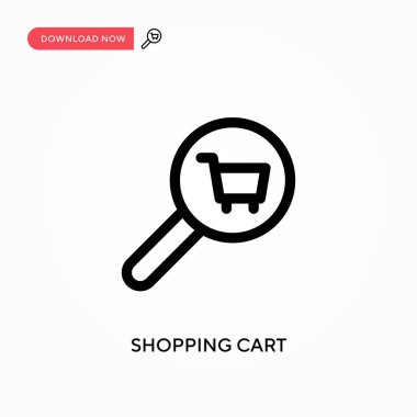 Alışveriş arabası basit vektör simgesi. Web sitesi veya mobil uygulama için modern, basit düz vektör çizimi