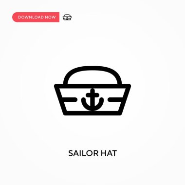 Denizci şapkası basit vektör simgesi. Web sitesi veya mobil uygulama için modern, basit düz vektör çizimi
