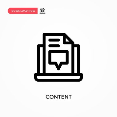 İçerik Basit vektör simgesi. Web sitesi veya mobil uygulama için modern, basit düz vektör çizimi
