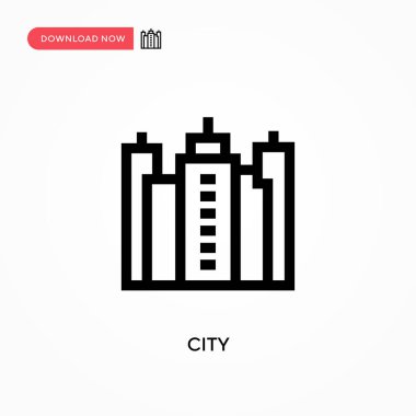 Şehir basit vektör simgesi. Web sitesi veya mobil uygulama için modern, basit düz vektör çizimi
