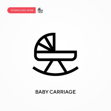 Bebek arabası basit vektör simgesi. Web sitesi veya mobil uygulama için modern, basit düz vektör çizimi