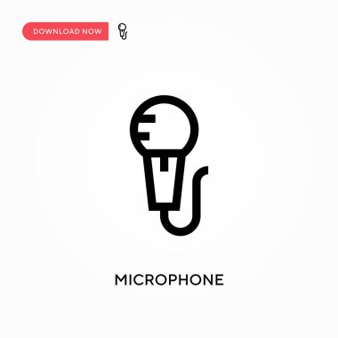 Mikrofon basit vektör simgesi. Web sitesi veya mobil uygulama için modern, basit düz vektör çizimi