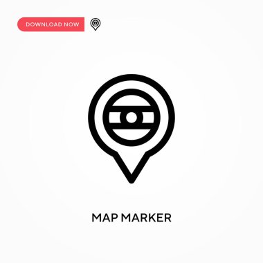 Harita işaretleyici basit vektör simgesi. Web sitesi veya mobil uygulama için modern, basit düz vektör çizimi
