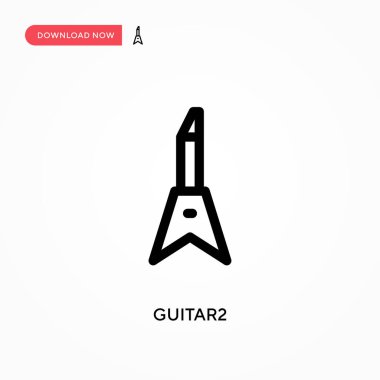 Gitar 2 basit vektör simgesi. Web sitesi veya mobil uygulama için modern, basit düz vektör çizimi