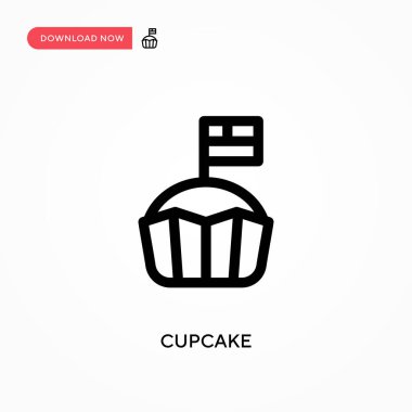 Cupcake Basit vektör simgesi. Web sitesi veya mobil uygulama için modern, basit düz vektör çizimi