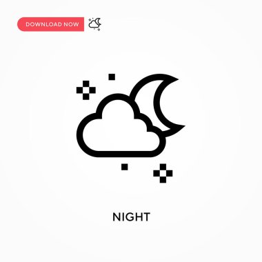 Gece Basit vektör simgesi. Web sitesi veya mobil uygulama için modern, basit düz vektör çizimi