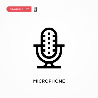 Mikrofon basit vektör simgesi. Web sitesi veya mobil uygulama için modern, basit düz vektör çizimi