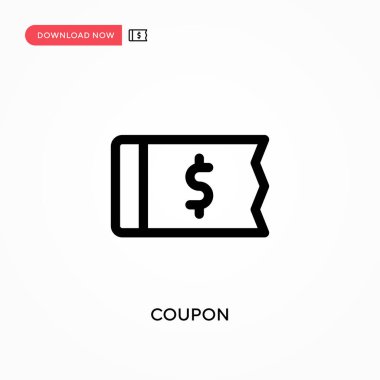 Kupon basit vektör simgesi. Web sitesi veya mobil uygulama için modern, basit düz vektör çizimi