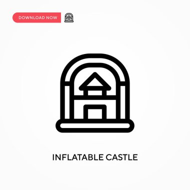 Şişme şato basit vektör simgesi. Web sitesi veya mobil uygulama için modern, basit düz vektör çizimi