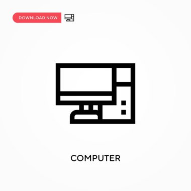Bilgisayar basit vektör simgesi. Web sitesi veya mobil uygulama için modern, basit düz vektör çizimi