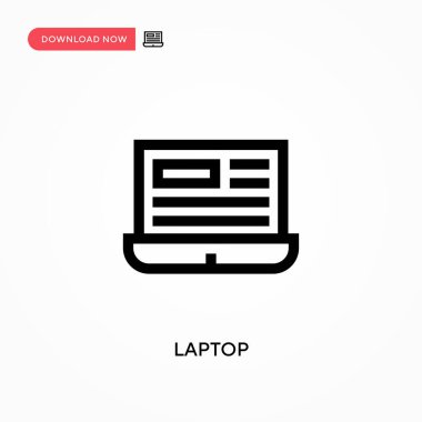 Laptop Basit vektör simgesi. Web sitesi veya mobil uygulama için modern, basit düz vektör çizimi