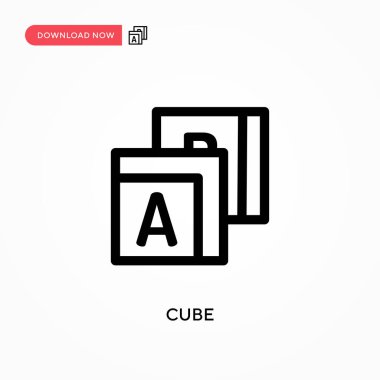 Küp Basit vektör simgesi. Web sitesi veya mobil uygulama için modern, basit düz vektör çizimi