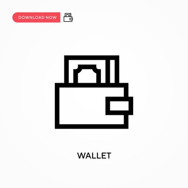 Cüzdan Basit vektör simgesi. Web sitesi veya mobil uygulama için modern, basit düz vektör çizimi