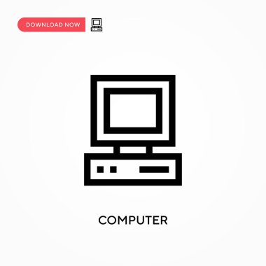 Bilgisayar basit vektör simgesi. Web sitesi veya mobil uygulama için modern, basit düz vektör çizimi