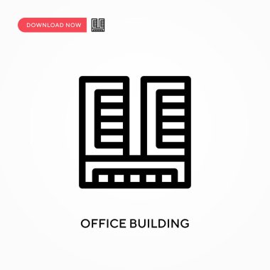 Ofis binası basit vektör simgesi. Web sitesi veya mobil uygulama için modern, basit düz vektör çizimi