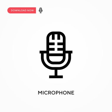 Mikrofon basit vektör simgesi. Web sitesi veya mobil uygulama için modern, basit düz vektör çizimi