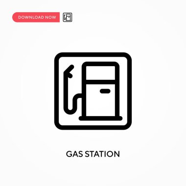 Benzin istasyonu basit vektör simgesi. Web sitesi veya mobil uygulama için modern, basit düz vektör çizimi