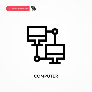 Bilgisayar basit vektör simgesi. Web sitesi veya mobil uygulama için modern, basit düz vektör çizimi