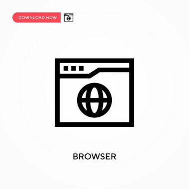 Tarayıcı Basit vektör simgesi. Web sitesi veya mobil uygulama için modern, basit düz vektör çizimi